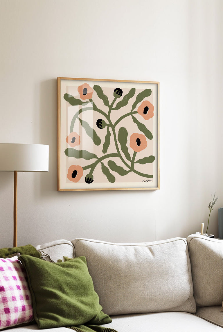 Madelen - Beige Poppies | Art print Poster