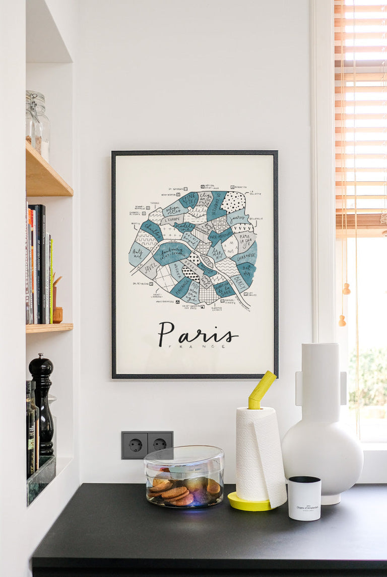 Aleisha - Paris Neighborhood Map Blue