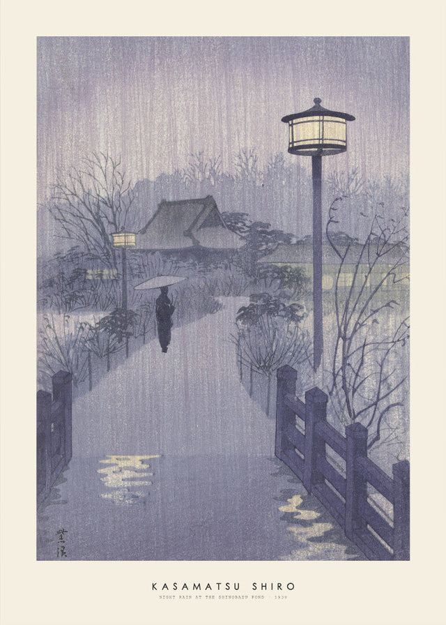 Kasamatsu Shiro - Night Rain at Shinobazu Pond