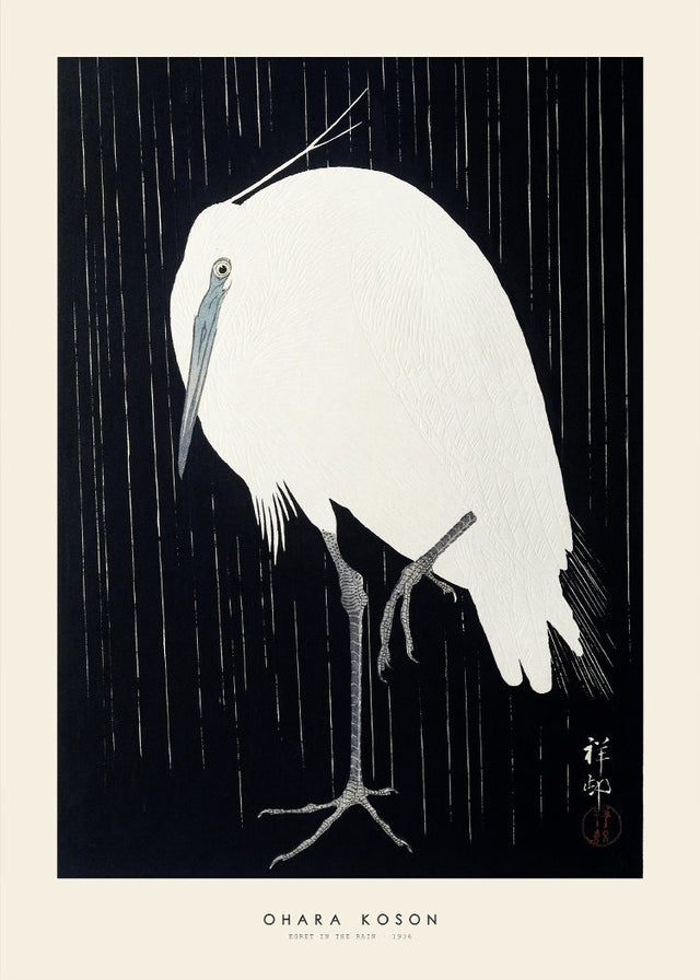 Ohara Koson - Egret in the rain